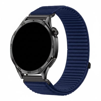 Nylon bandje - geschikt voor Garmin Vivoactive 4 / Venu 4 (45mm) / Venu 3 / 2 / Forerunner 255 / Forerunner 265 / 570 (47mm) en Polar Vantage M / M2 / V3 / Grit X (Pro) - ribbel - donkerblauw