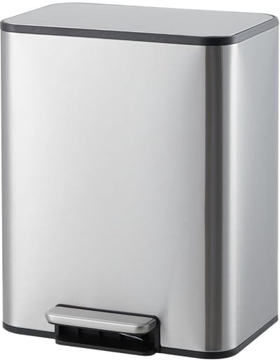 Space-Saving pedaalemmer 13L- RVS rechthoekige prullenbak met soft-close deksel en uitneembare binnenemmer - zilver - voor badkamer, keuken en kantoor
