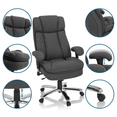 Zware bureaustoel / Bureaustoel BUILDER XXL I Stof donkergrijs hjh OFFICE