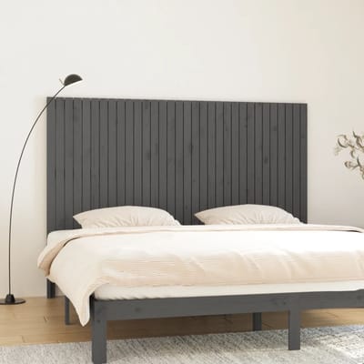 vidaXL - Hoofdbord - wandmontage - 204x3x110 - cm - massief - grenenhout - grijs