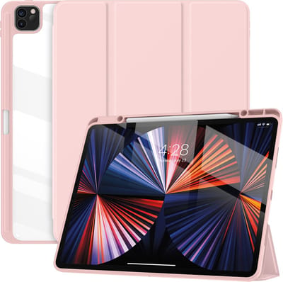 Geschikt Voor iPad Hoes Pro 12.9 - Pro 12.9 Hoes - 12.9 Inch - Solidenz Pro 12.9 Hybrid Bookcase - Case Met Autowake / Autosleep - Hoesje Met Pencil Houder - A2757 - A2777 - A2696 - Roze
