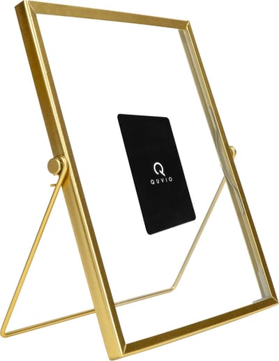 QUVIO Fotolijst - Fotoalbum - Fotoboek - Foto - Fotokader - Fotolijstje voor 1 - Fotolijsten - Fotohouder - Woonaccessoires  - Staand - Staal - Rechthoek - 17,5 x 23 cm (bxh) - Goud