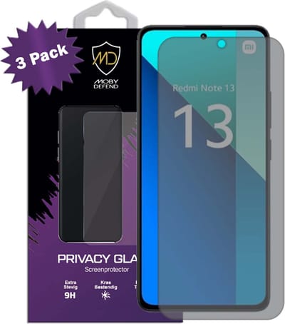 3-Pack MobyDefend Screenprotectors - Geschikt voor Xiaomi Redmi Note 13 4G - Matte Privacy Glass Screensavers