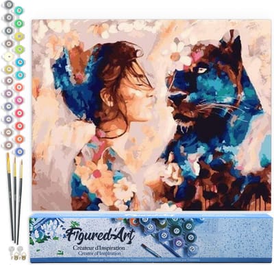 Figured'Art Schilderen op Nummer Volwassenen canvas Panter Sensualiteit - Handwerk acrylverf Kit DIY Compleet - 40x50cm zonder frame