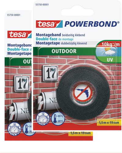 2x Tesa dubbelzijdig montagetape voor buiten rollen 1,5 meter - Montage tape - Dubbelzijdig tape