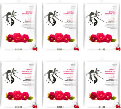 Mitomo Camellia Flower Oil Gezichtsmasker - 6 x 25g - Tissue Masker - Sheet Mask - Masker - Gezichtsverzorging