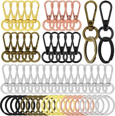 30 Stuks Karabijnhaak met 30 Sleutelringen - Musketonhaak Sleutelhanger - Keychains voor Volwassenen - Sieraden Maken Mini Musketon ringetjes - Auto Klein Carabiner Sleutel Hanger, Houder - DIY Karabijn Haak Ringen - Karabijnsluiting Hobby