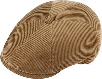 Flatcap met voering 6-Panel Fiebig Corduroy Camel/Beige mt 55