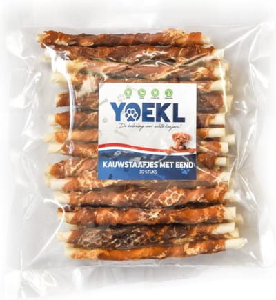 YOEKL Kauwstaafjes met Eend - 30 Stuks - Hondensnacks - Hondensnoepjes - Kauwsnacks - Kauwstaaf - Kauwstick