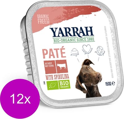 12x Yarrah Bio Alu Pate Graanvrij - Rund - Hondenvoer - 150g