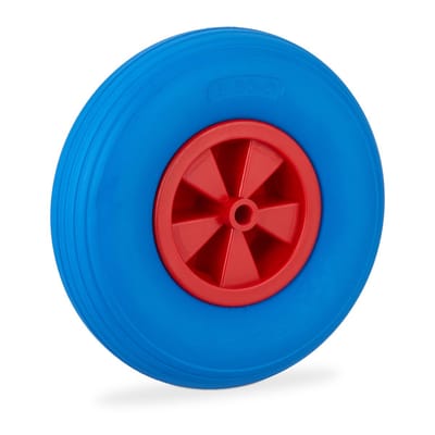 kruiwagenwiel - 3.50-6 - massief rubber - kunststof velg - anti-lek - 100 kg - blauw-rood