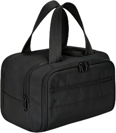 Toiletry Bag Travel Makeup Bag, with 4 Compartments, Puffy Padded Makeup Organizer for Toiletries, Water-Resistant Leak-Proof Design for Holiday and Suitcase