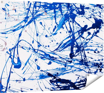 Gards Tuinposter Abstracte Kunst Blauwe Verf - 120x90 cm - Tuindoek - Tuindecoratie - Wanddecoratie buiten - Tuinschilderij