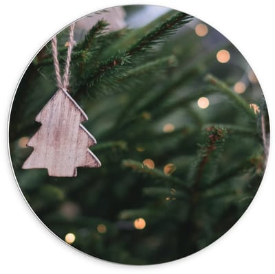 KuijsFotoprint - Schilderij - Houten Kerstversiering - Groen En Bruin - 70 X 70 Cm