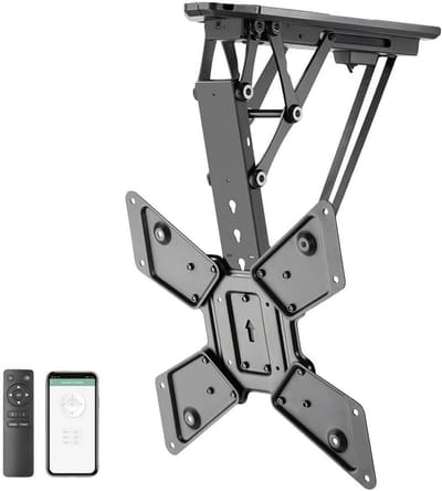 Plafond TV-beugel - TV-ophanging Gemotoriseerd - TV Ophangen - Schuine Plafonds Geschikt - 23-55 inch - Zwart