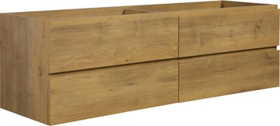 Badplaats Wastafelkast Angela 160 x 48 cm – Eiken – Hangend Wastafelmeubel Met Lades