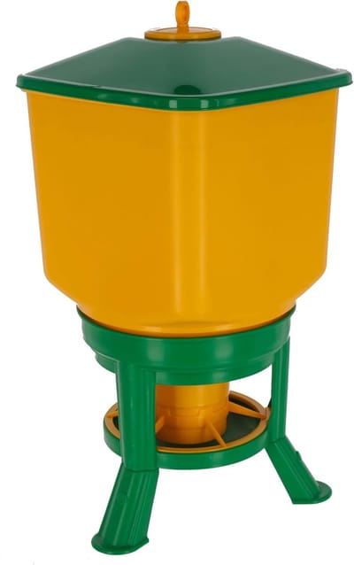 Voerstation Kip - Veevoerbak - Voeren van pluimvee - Grote inhoud - 20 kg - Grijs