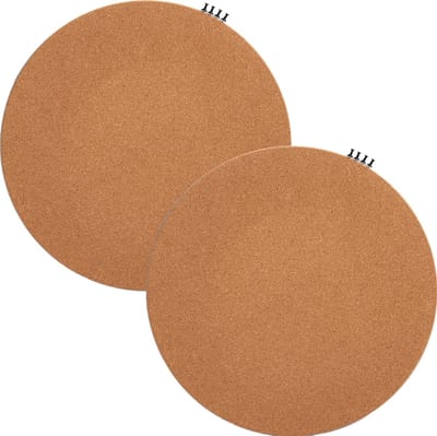 Zeller prikbord/wandbord rond - 2x - incl. punaises - 44 cm - kurk