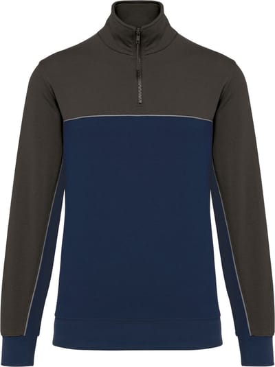 WK. Designed To Work Ecologische uniseks sweater met ritskraag WK404 - Navy / Dark Grey - 3XL