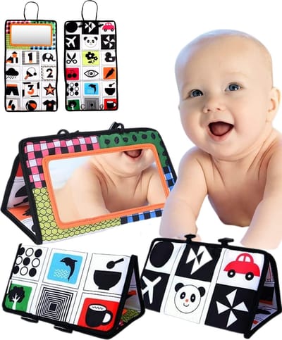 Boncy® Knisperboekje Baby - Speelgoed Tummy Time - Buikligtrainer - Montessori Boekjes eerste jaar 0 1 2 - Boek 6 maanden - Babyboek buggyboekje - Babyspeelgoed - Box Activiteitenboek