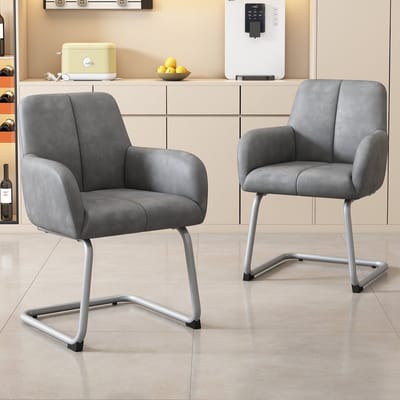 Sweiko Eetkamerstoel - Set van 2 - Fauteuil - Minimalistische vrijetijdsstoel - Kunstleer - Grijs