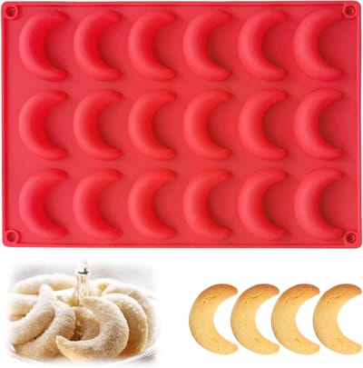 Flexibele silicone bakvorm voor 18 gaten, ideaal voor vanillekipferl, chocolade, koekjes en brood bakken, anti-aanbak en herbruikbaar