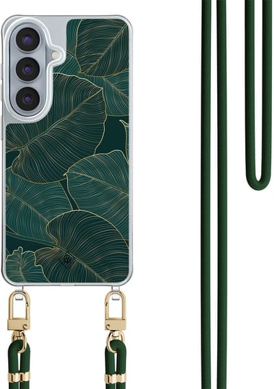 Casimoda® hoesje met groen koord - Geschikt voor Samsung S26 - Monstera Leaves - Afneembaar koord - TPU/polycarbonaat - Groen