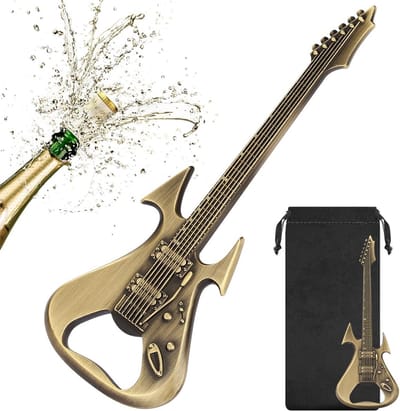 Gitaar Flesopener Elektrische Gitaar Vorm - Zware Metalen Bierflesopener voor Cadeau - Brons