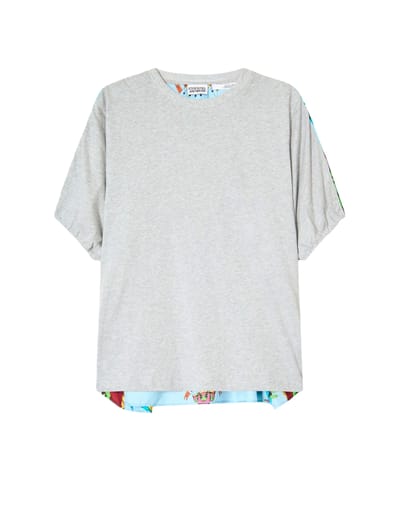 Essentiel Antwerp T-shirt With Silk Scarf Back T-shirts Grijs Kos