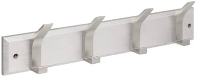 5Five Kapstok - 4 ophang haken - RVS - zilver - 45 x 10 cm - wandkapstok - voor hal of badkamer