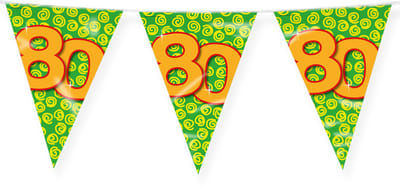 LUQ – Vlaggenlijn Happy Party 80 Jaar – Veelkleurig – 10 m Luxe Verjaardag Feest Versiering – Slinger – Direct Ophangen