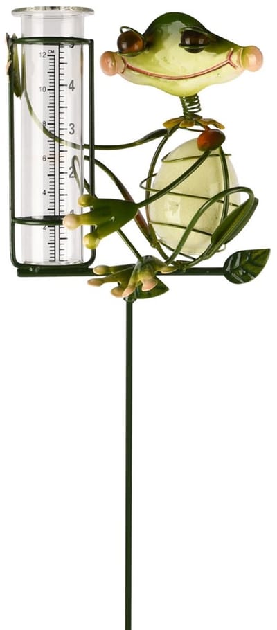 Dekoratief | Tuinprikker kikker m/hydrometer, groen, metaal/glas, 12x114cm | A260481