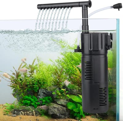 Krachtige en Stille Aquarium Filter tot 1200 L/h, Verstelbare Sponsfilter voor 114-303 Liter Tank, Efficiënt Waterzuiveringssysteem
