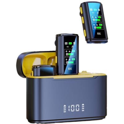 Draadloze dasspeldmicrofoon Digitale weergave Oplaadcase met ruisonderdrukking Dubbele microfoon