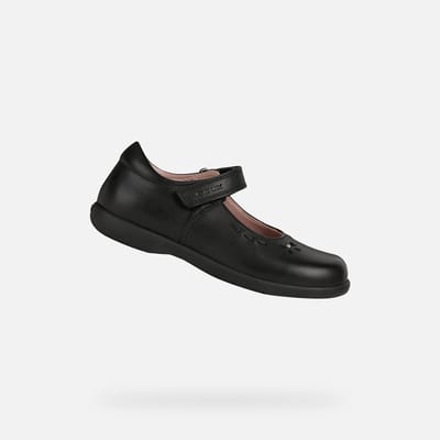 NAIMARA G A Meisjes Leren Klittenband School Schoenen Zwart