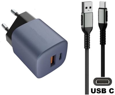 OneOne 33W snellader met 2 poorten + 0,5m sterke USB C kabel. GAN lader. PD PPS oplader adapter past op Samsung Galaxy M21, M30, M40, M54, M55s, M05, F42, M10s, M11, Z, M06, M42, M20, M31s, M32, M32, F05