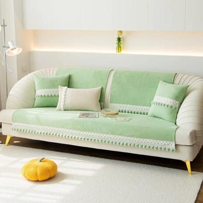 Moderne Bankhoes Corduroy Antislip Bankhoes Universeel voor Seizoenen Bankbeschermhoes Effen Kleur Pluche Bal Bankhoezen 70x70cm 1pcs