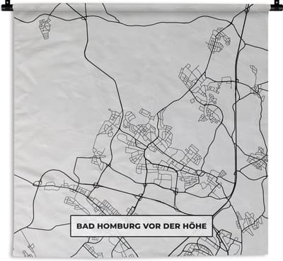 Wandkleed - Wanddoek - Kaart - Duitsland - Bad Homburg Von Der Höhe - Plattegrond - Stadskaart - 180x180 cm - Wandtapijt