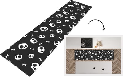 Keukenloper - Loper keuken - Patronen - Skull - Skelet - Bot - 200x50 cm - Keukenloper vinyl