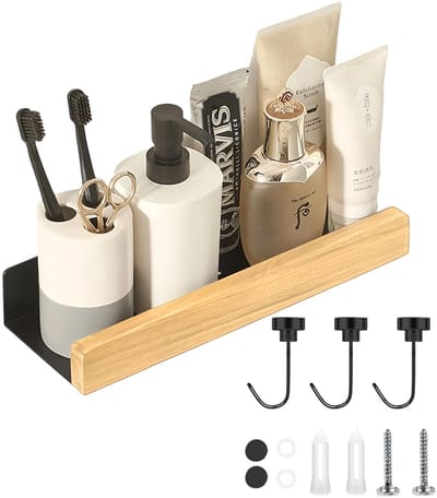 Dailygoods- Doucheplank 30 cm - Robuust en duurzaam - Shampoo Houder - Wandplank Badkamer - Magnetische Haak - Horizontale Afvoergaten - Douchegelhouder