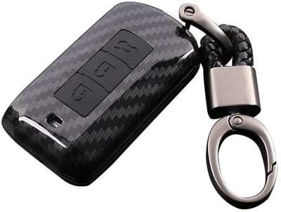Dailygoody - Carbon Fiber Sleutelhoes - Sleutelhanger - Elegant en stijlvol - Zwart - Auto Sleutelhoes - Geschikt voor Mitsubishi modellen