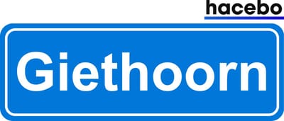 Hacebo - Plaatsnaam Sticker - 29x10 CM - Giethoorn sticker - Verkeersborden sticker - grappige cadeaus - Giethoorn