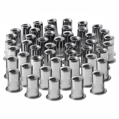 Dailygoods- Klinknagelmoer 50 Stuks - Platte Kop - Roestvrij Staal - Schroefdraadinzetstukken - Duurzaam - Corrosiebestendig - Moeren