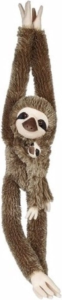 Ravensden Pluche knuffeldier - luiaard met baby knuffel - 90 cm - klittenband handjes