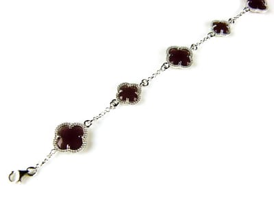 model 5 fiori armband in zilver bordeaux