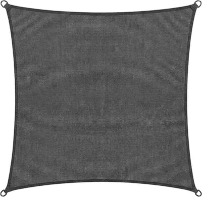 Abbey Camp Schaduwdoek - HDPE - 4 x 4 m - Grijs - Zonnedoek - RVS Ringen - DARWIN-400