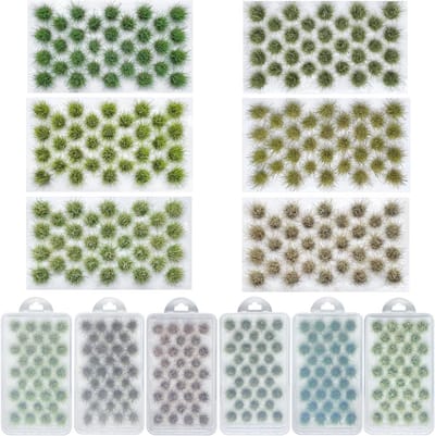 192 Stuks Miniatuur Kleurige Bloemenclusters, 6 Kleuren Statig Gras Tuften voor Model Spoorweg Landschap en Diorama Decoratie
