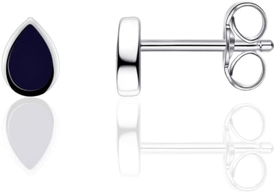 Infinitois - I05E011 - Oorbellen - Oorstekers - Donker Blauw ingelegd - 6mm x 4mm - Gerhodineerd Zilver 925