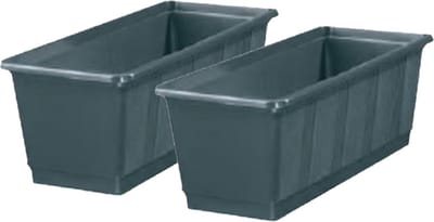 Geli Plantenbak kunststof - 2x - grijs - 60 x 17,5 x 14,5 cm - Bloembakken/plantenbakken voor binnen/buiten