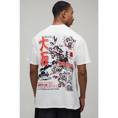 Wit Oversized Osaka T-shirt Met Rugprint | White | Size XS